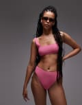 [Other Stories] & Other Stories crinkle high leg bikini bottoms in pink 36 Pink