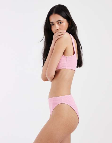 & Other Stories crinkle scoop front bikini set with low back in pink - view 1