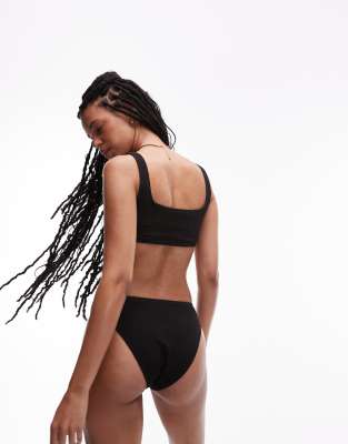 & OTHER STORIES CRINKLE SCOOP FRONT BIKINI TOP WITH LOW BACK 