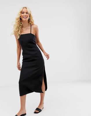 asos black linen dress