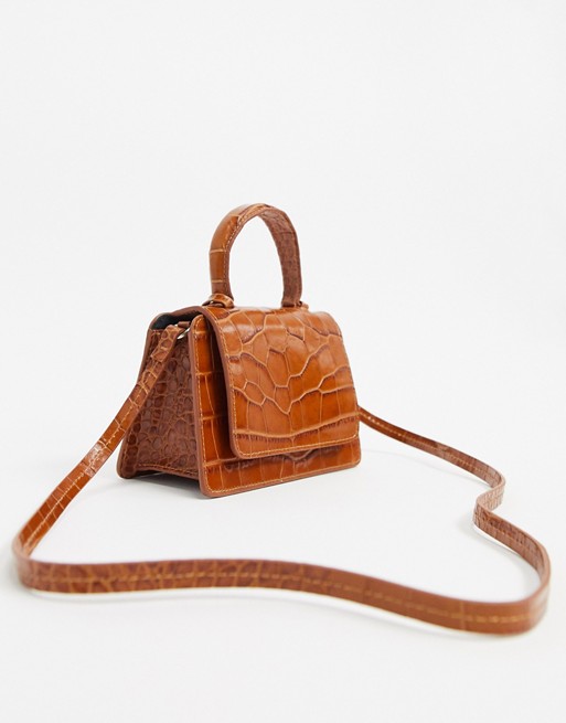 & Other Stories croc effect micro-bag in hazelnut brown