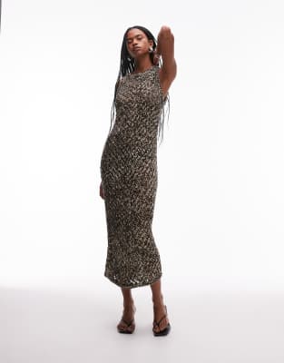 & Other Stories crochet knit maxi dress in beige and black twist-Neutral