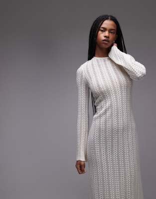 & Other Stories Crochet Knit Maxi Dress With Open Tie-back