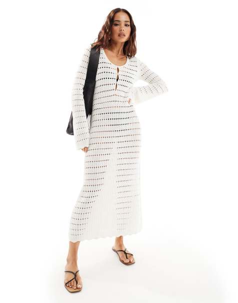 & Other Stories crochet knit midaxi dress in white - view 1