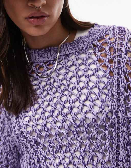 & Other Stories crochet knit sweater with tape detail in lilac