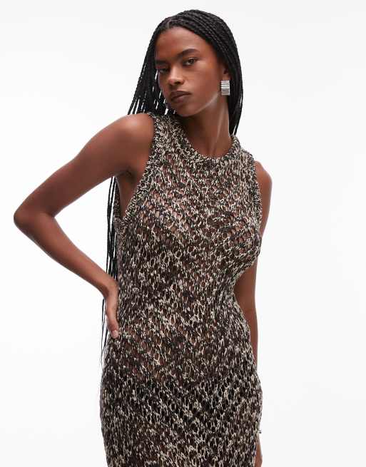 & Other Stories crochet knitted maxi dress in beige and black twist, 2 of 4