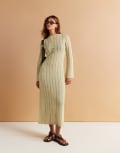 [Other Stories] & Other Stories crochet knitted maxi dress with open tie back in light green XS Light green