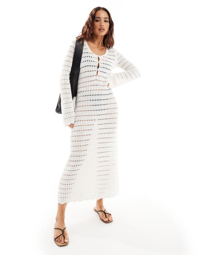 & Other Stories - crochet knitted midaxi dress in white