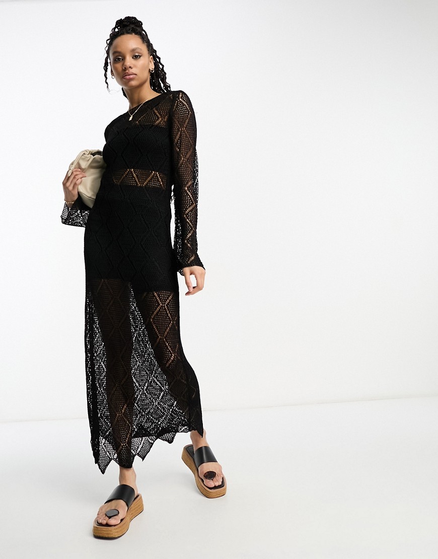 Other Stories &  Crochet Maxi Dress In Black