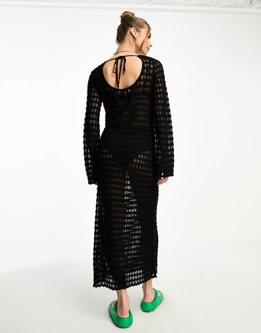 Zara black best sale crochet dress