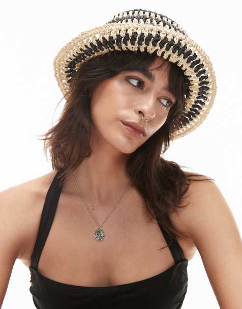 & Other Stories crochet straw hat in black and netural beige - view 1