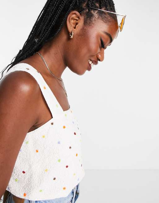 & Other Stories - Crop top bianco con stampa a pois in coordinato, 2 di 4
