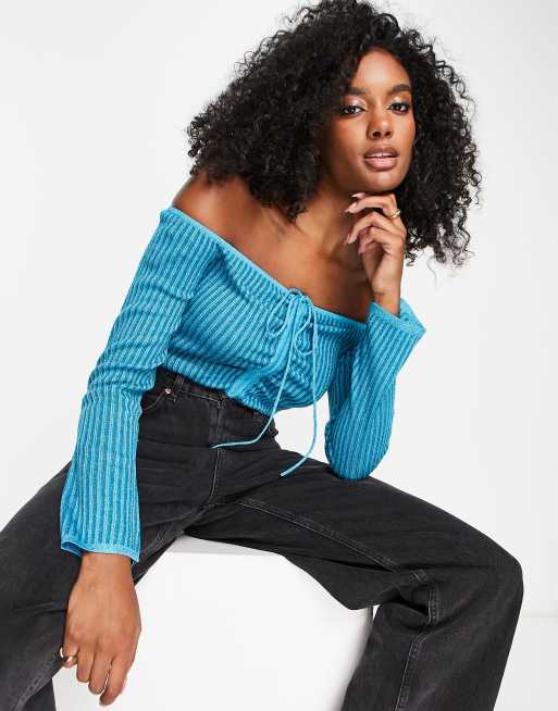 & Other Stories - Crop top d'ensemble dos nu en maille - Bleu, 3 de 4