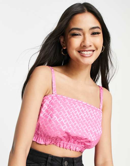 Crop Top Tartan Topshop Taille 8 – Occasion Très Bon état, Manches Courtes