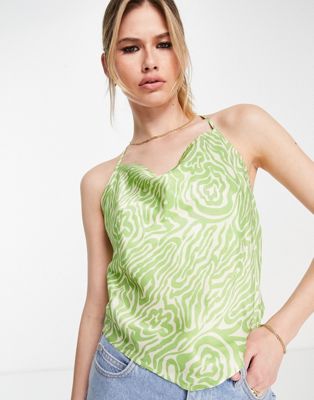 & Other Stories cropped scarf top in green zebra print - ASOS Price Checker