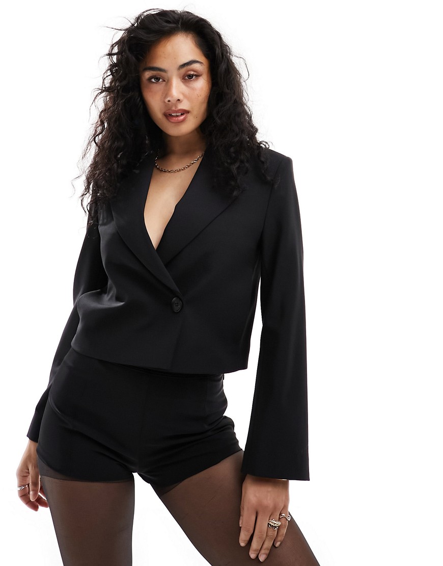 Other Stories &  Cropped Blazer With Extended Shoulder In Black - Part Of A Set