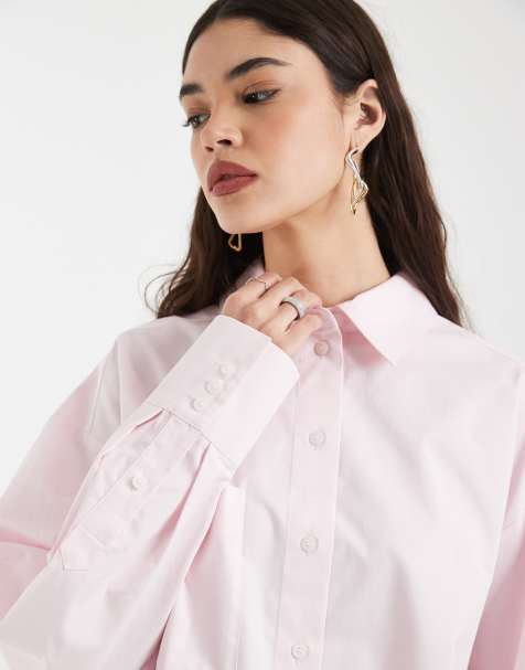 & Other Stories cropped boxy shirt in pink - view 1