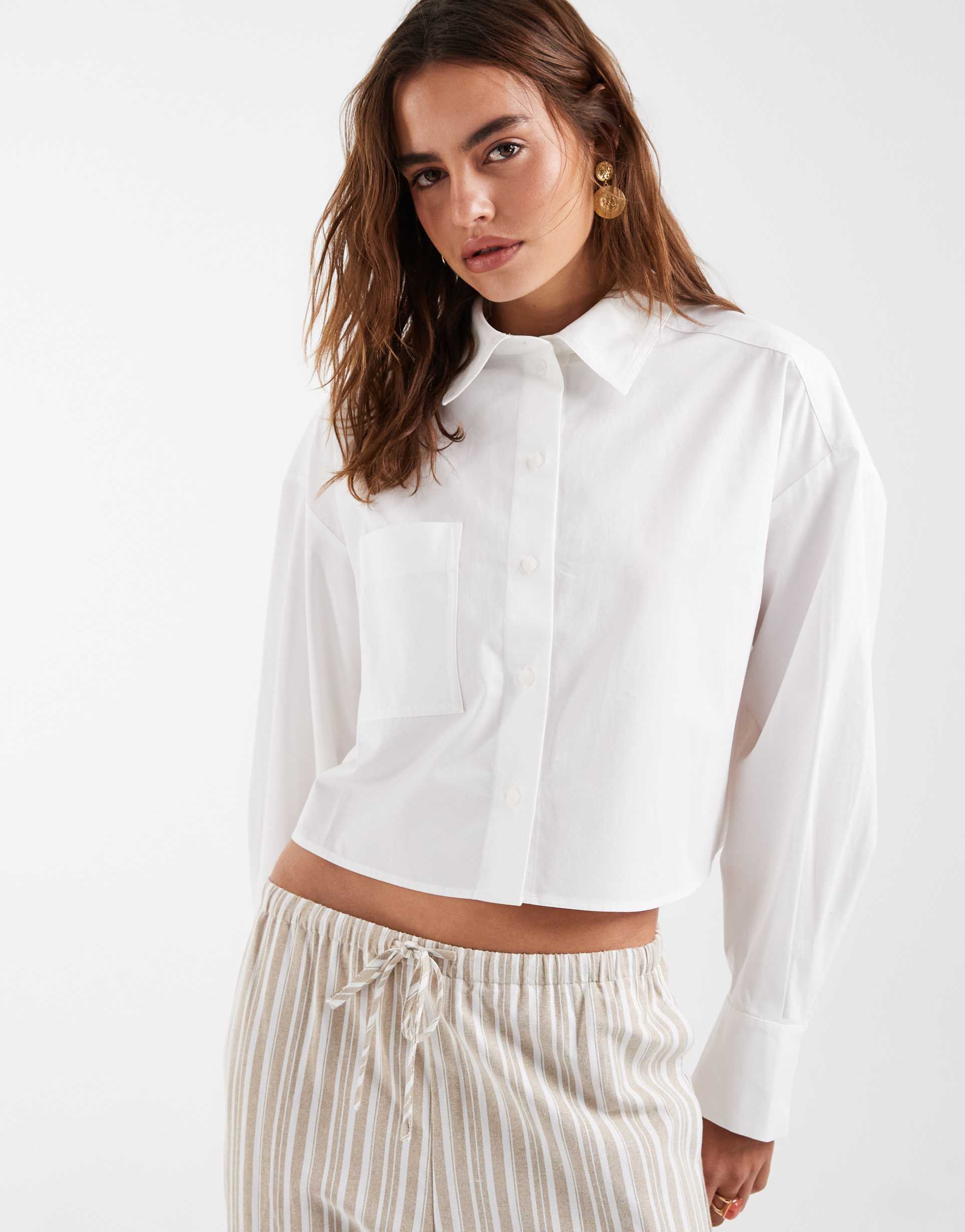 & other stories cropped boxy shirt in white