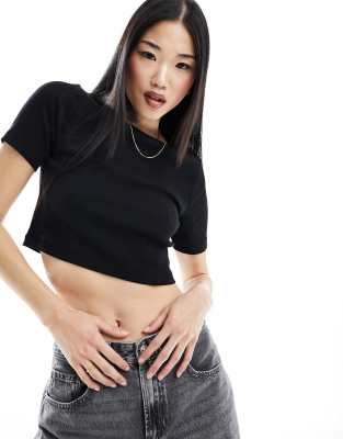 & Other Stories & Other Stories cropped fitted top in black