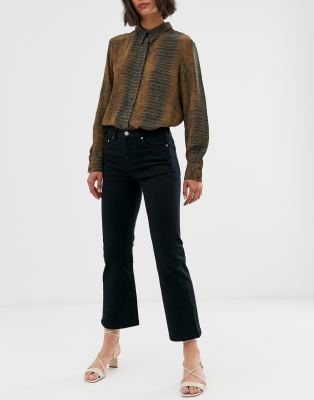 mid rise crop flare jeans