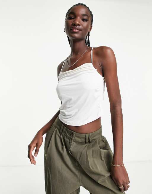 & Other Stories - Cropped hemdje met bandjes in beige
