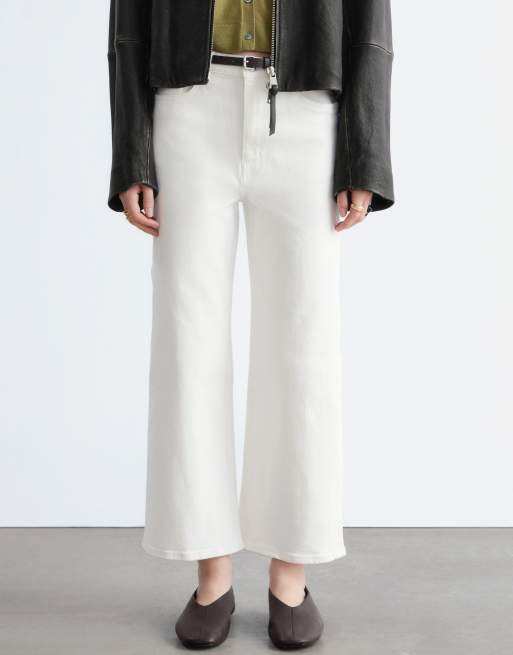 & Other Stories – Cropped-Jeans in Wollweiß mit hohem Bund und weitem Bein, 2 von 4