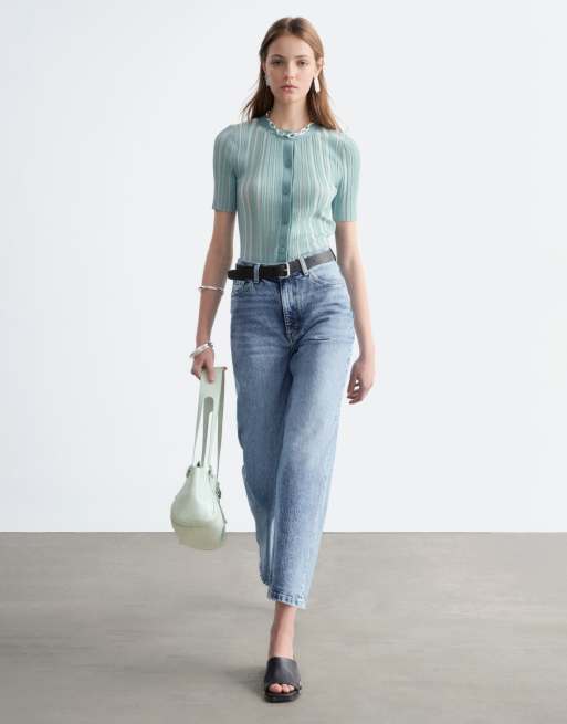 & Other Stories - Cropped jeans met wijde pasvorm in middenblauwe vitnage wassing , 2 van 4