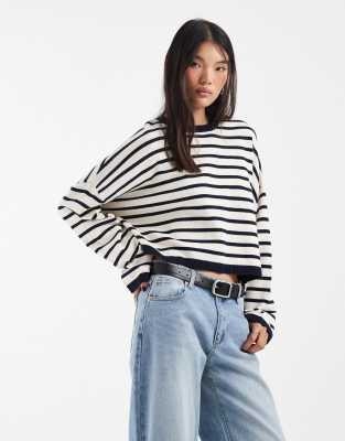& Other Stories Cropped Oversized Cotton Sweater In White