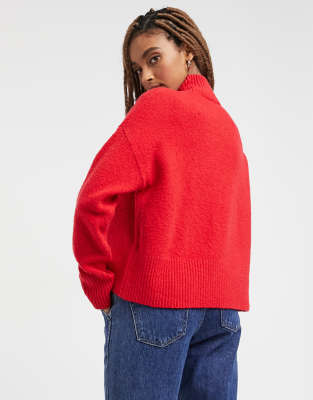 red cropped sweater