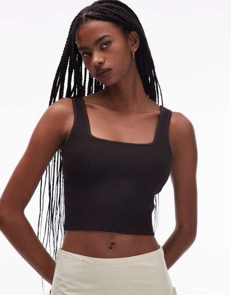 & Other Stories cropped tank knit vest in brown - view 1