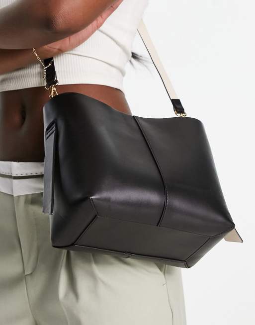 Black crossbody shop bucket bag