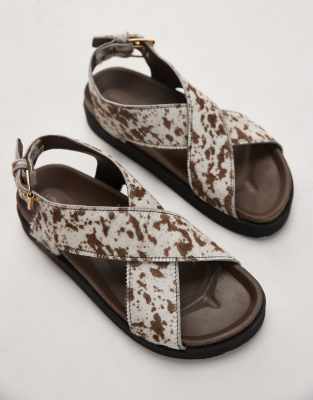 & Other Stories Cross Over Leather Suede Sandals