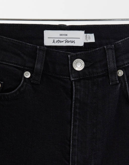& Other Stories Crush cotton kick flare jeans in black , 3 of 4
