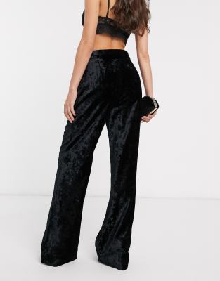 crushed velvet wide leg pants