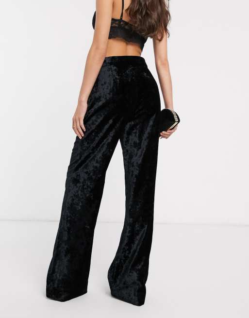  Other Stories crushed velvet wide leg pants in black