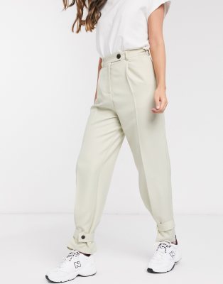 cream slim leg trousers
