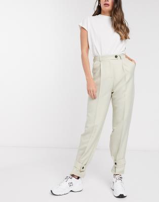 cream slim leg trousers