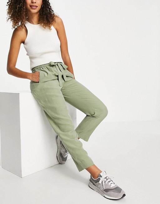 & Other Stories cupro slim leg trousers in khaki