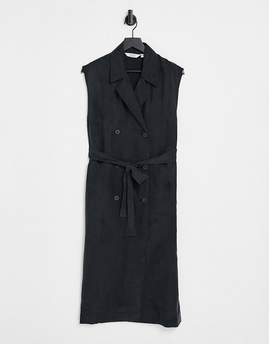 & Other Stories cupro vest-style midi dress in black
