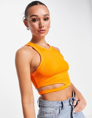 & Other Stories cut out detail cropped vest in  orange | ASOS
