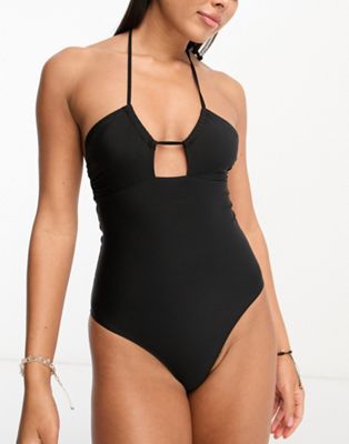 Other Stories &  Cut Out Halter Swimsuit In Black