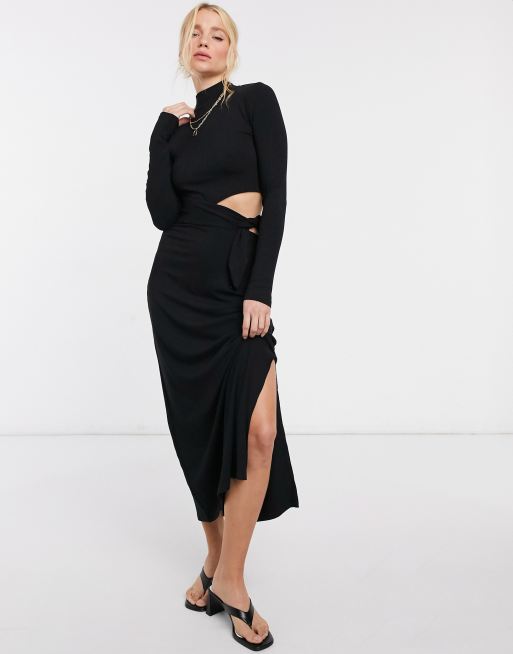  Other Stories cut out jersey dress in black