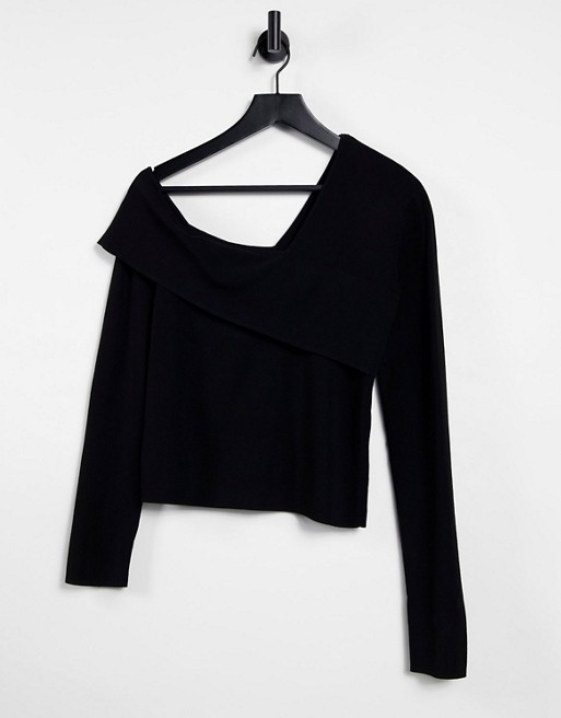 & Other Stories cut out knitted top in black