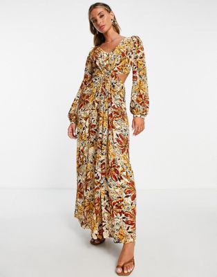 Other Stories &  Cut-out Side Maxi Dress In Floral Print-multi