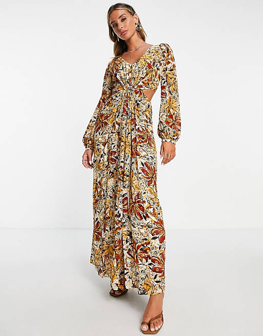 & Other Stories cut out side maxi dress in floral print