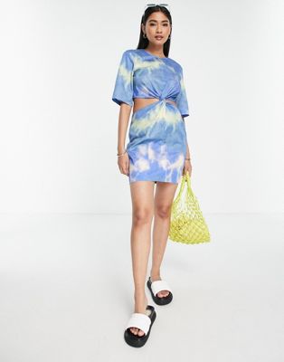 & Other Stories cut out waist mini dress in tie dye