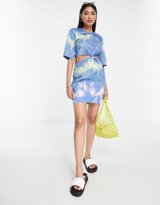 & Other Stories cut out waist mini dress in tie dye