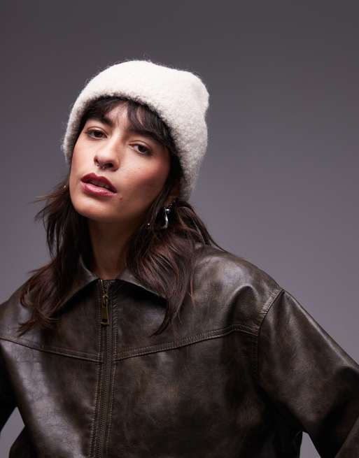 & Other Stories – Czapka beanie z dzianiny boucle z mieszanki wełny i wełny alpaki w kolorze złamanej bieli