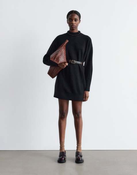 & Other Stories belted knitted dress in black