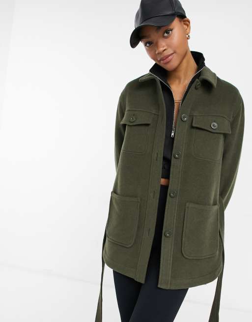 & Other Stories – Czarna kurtka z paskiem w kolorze khaki – MGREEN